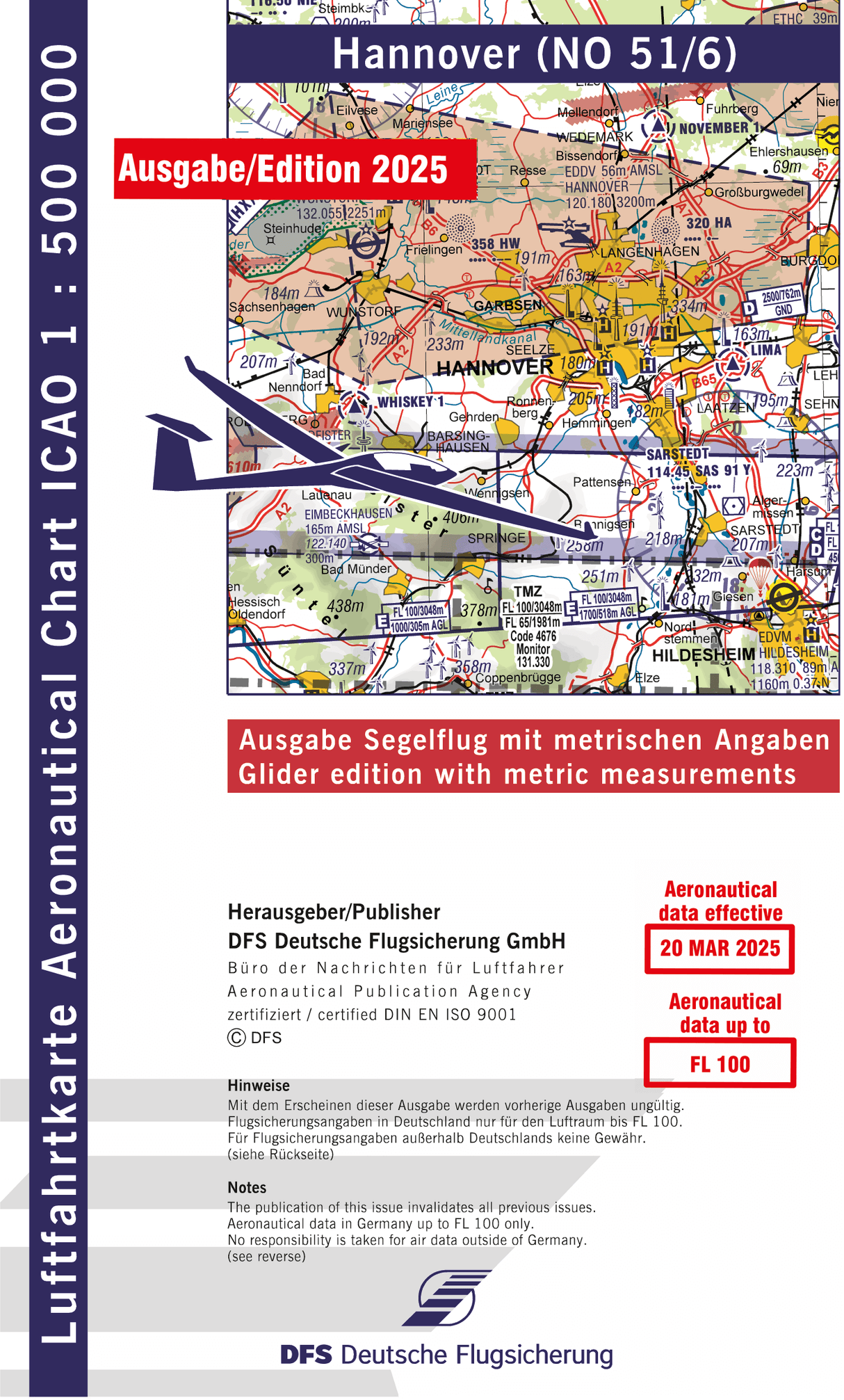 ICAO Segelflugkarte Deutschland 2025, Hannover