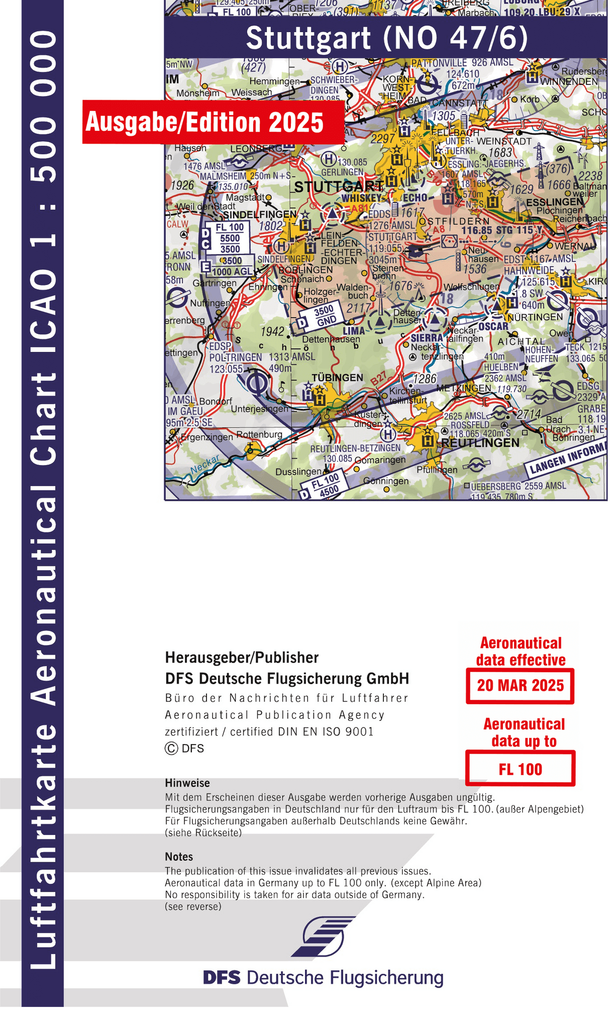 ICAO Flugkarte Deutschland 2025, Blatt Stuttgart
