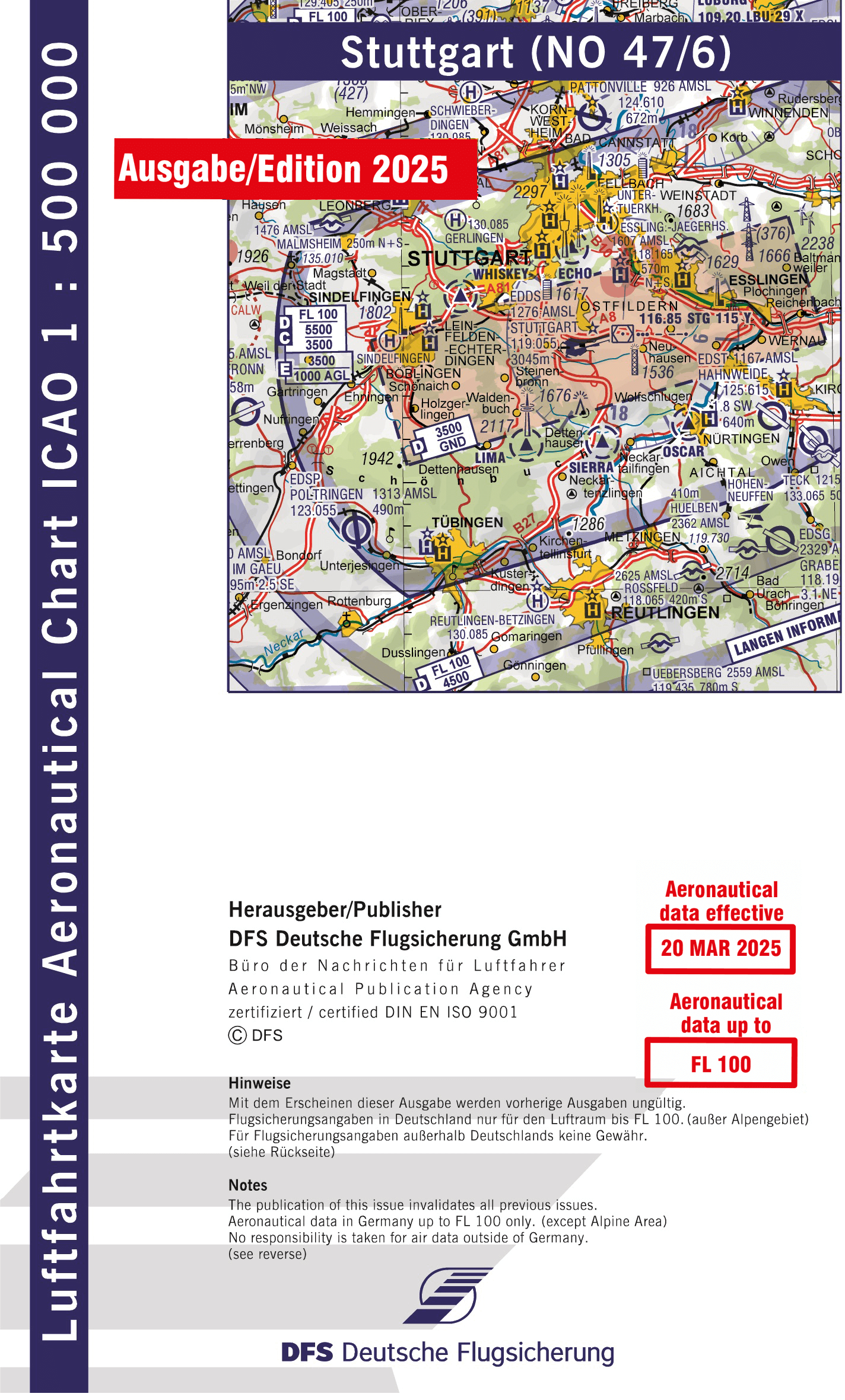 ICAO Flugkarte Deutschland 2025, Blatt Stuttgart