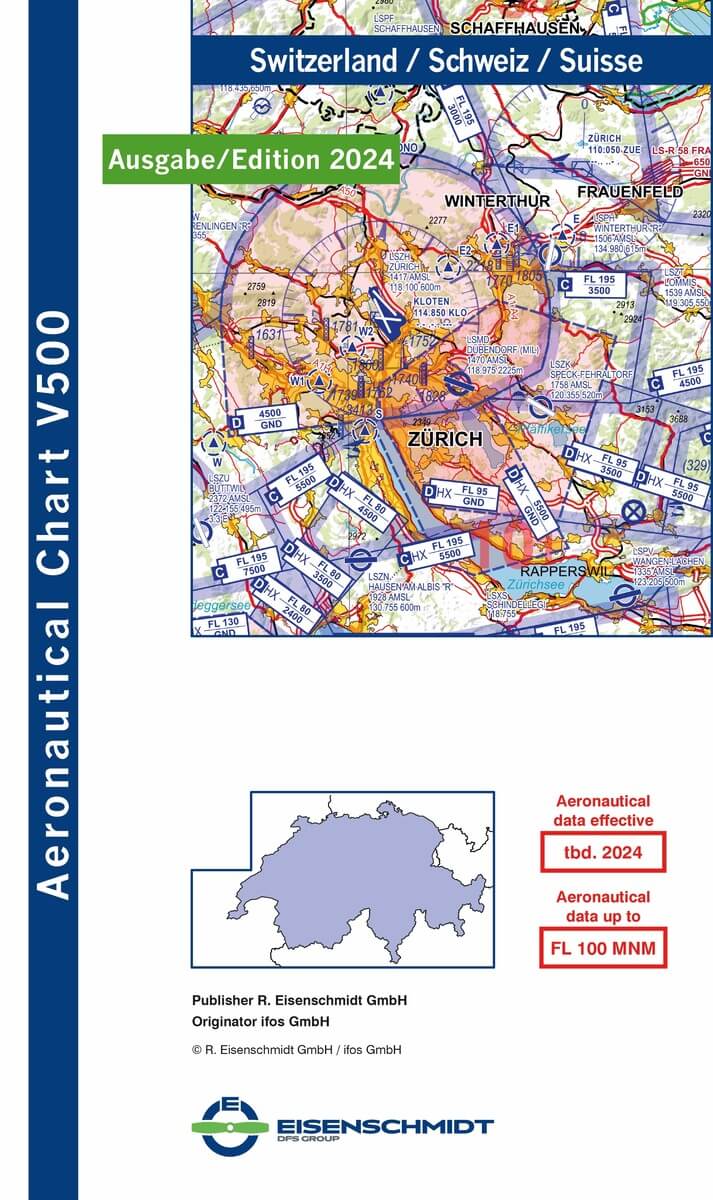 ICAO VFR Flugkarte V500 Schweiz 1:500.000