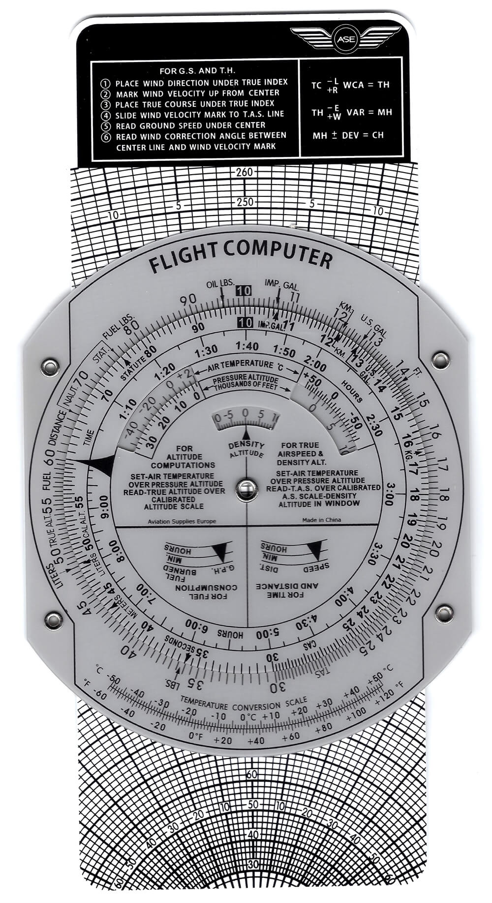 ASE Navigationsrechner Plastic E6B Flight Computer