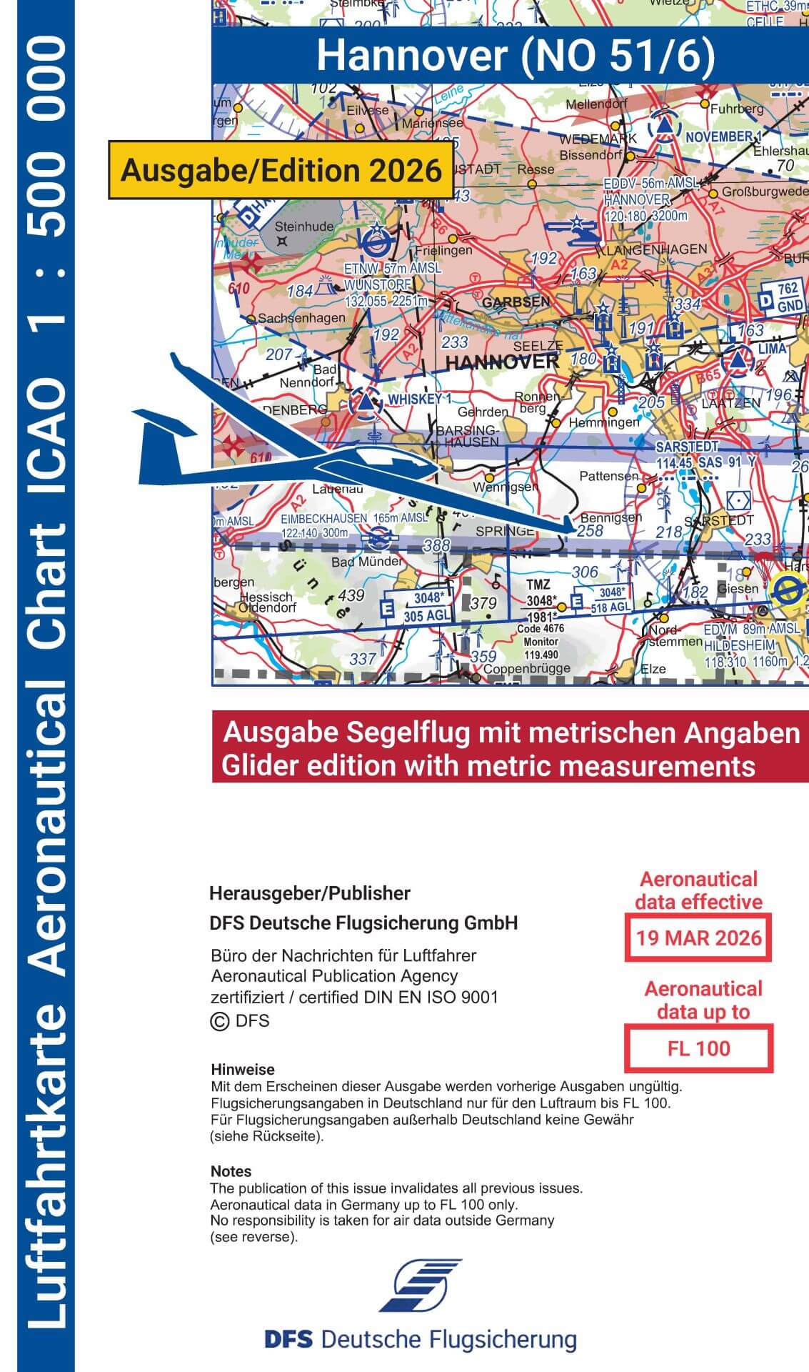 ICAO Segelflugkarte Deutschland 2026, Hannover