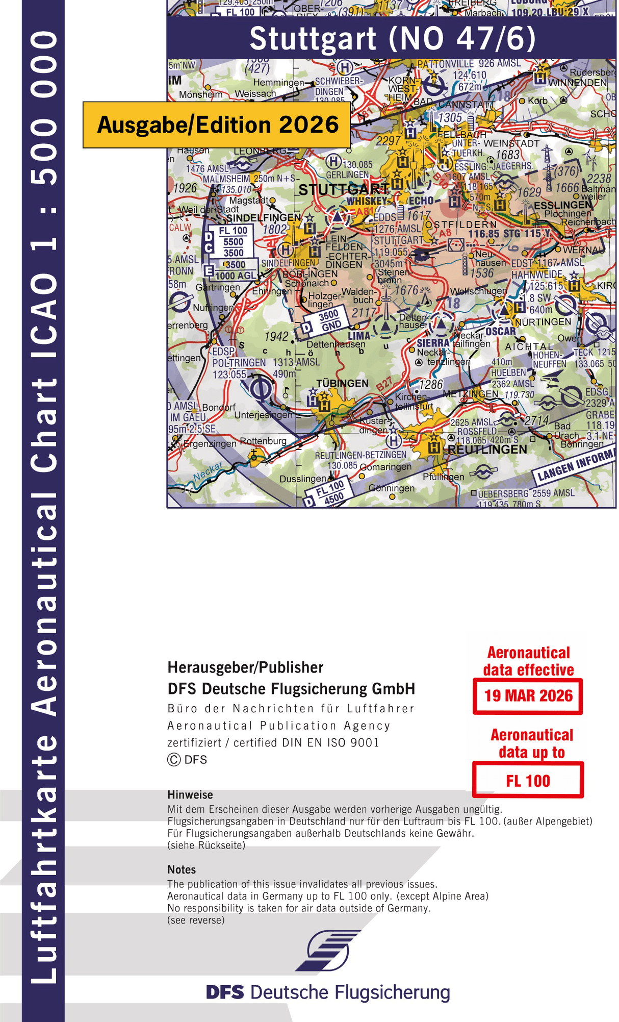 ICAO Flugkarte Deutschland 2026, Blatt Stuttgart