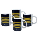 Rogers Data Kaffeetassen Pilot Captain Stripes 4er Set