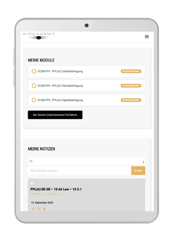 Aircademy Online-Fragentrainer BPL (Gas)