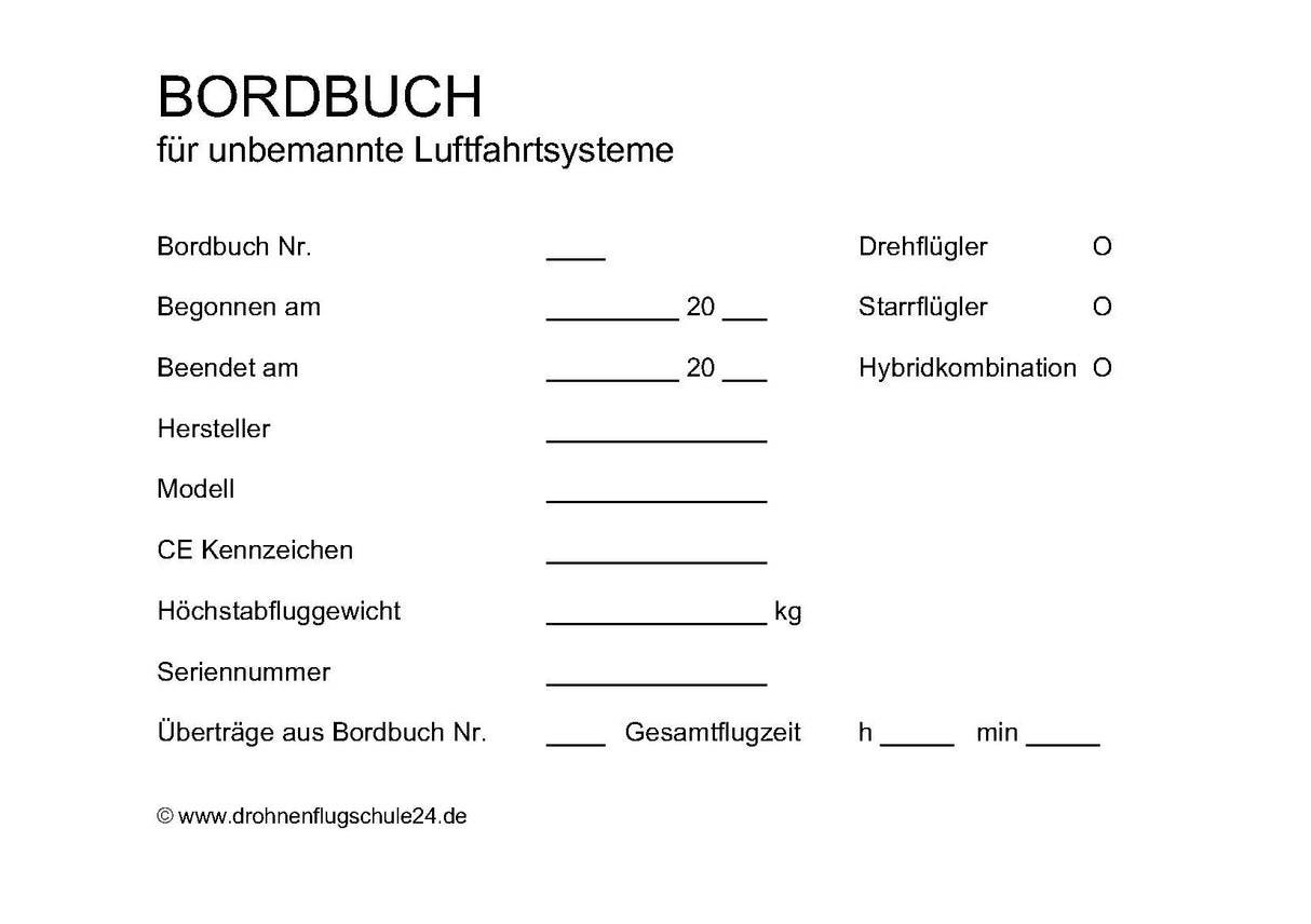 Bordbuch für die unbemannte Luftfahrt / Drohnen-Bordbuch