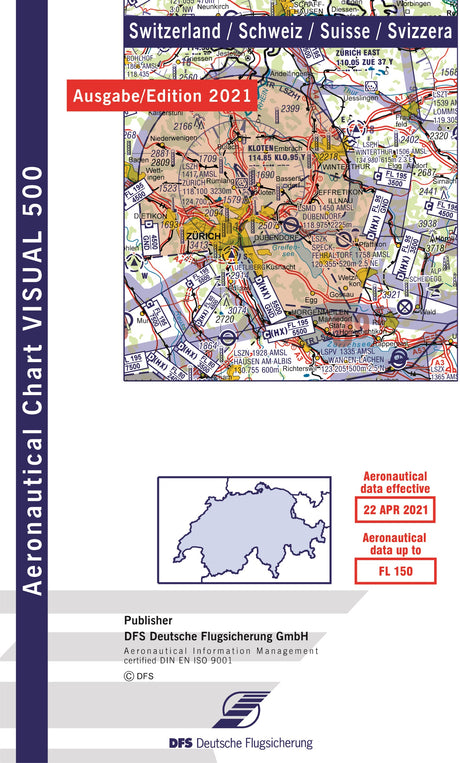 ICAO VFR Flugkarte Visual 500 Schweiz 2021 1:500.000