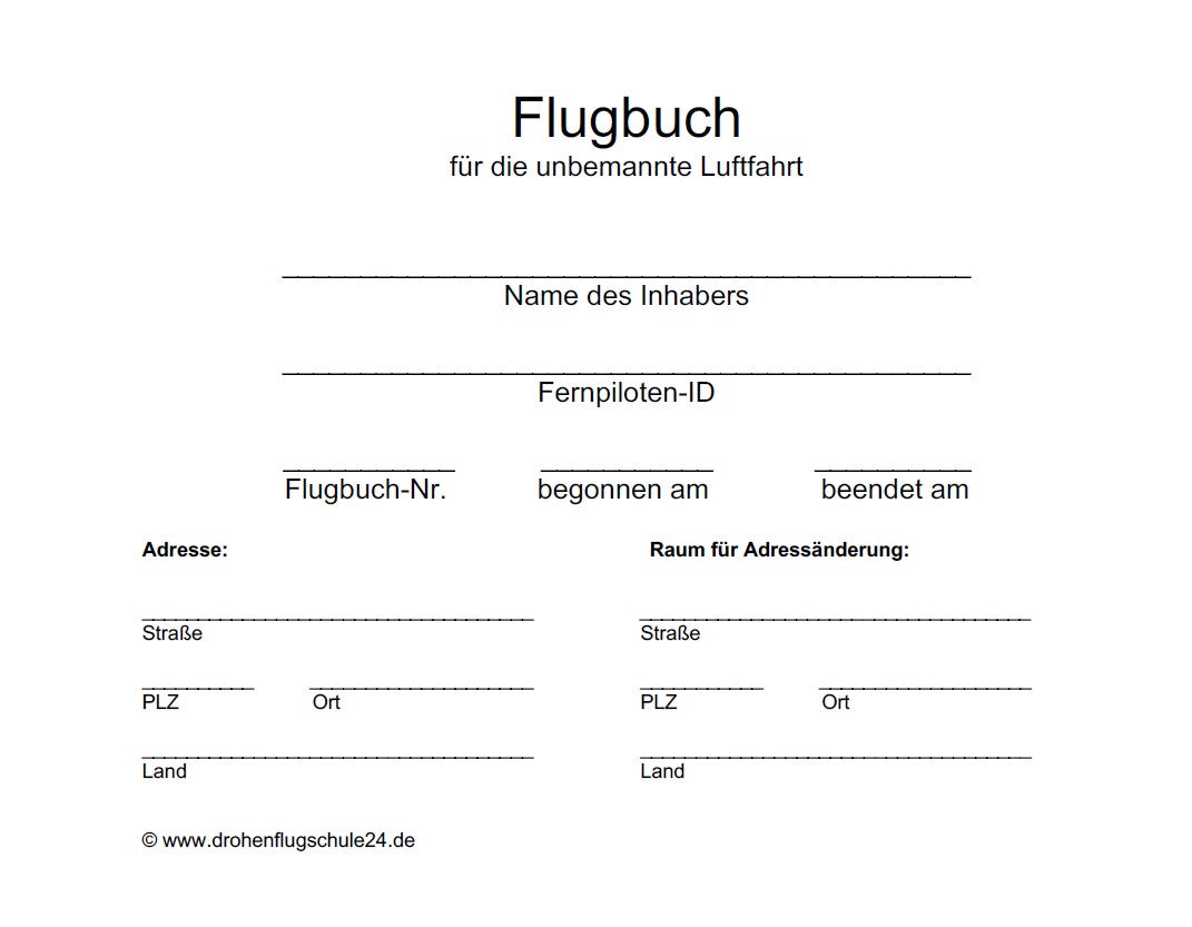 Flugbuch für die unbemannte Luftfahrt / Drohnen-Flugbuch