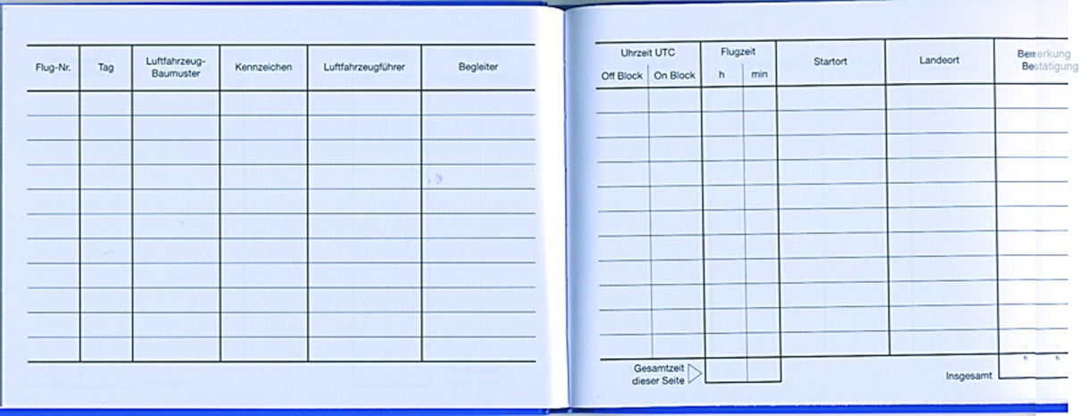 Flugbuch für Ultraleicht-Flieger A6