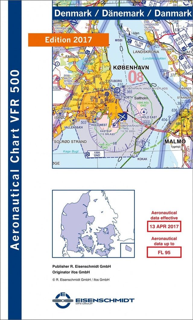 ICAO VFR Flugkarte 500 Dänemark Ausgabe 2019 Maßstab 1:500.000