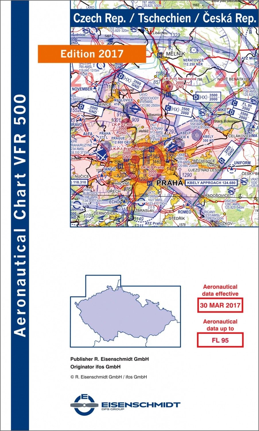 ICAO VFR Flugkarte 500 Tschechien Ausgabe 2019 Maßstab 1:500.000