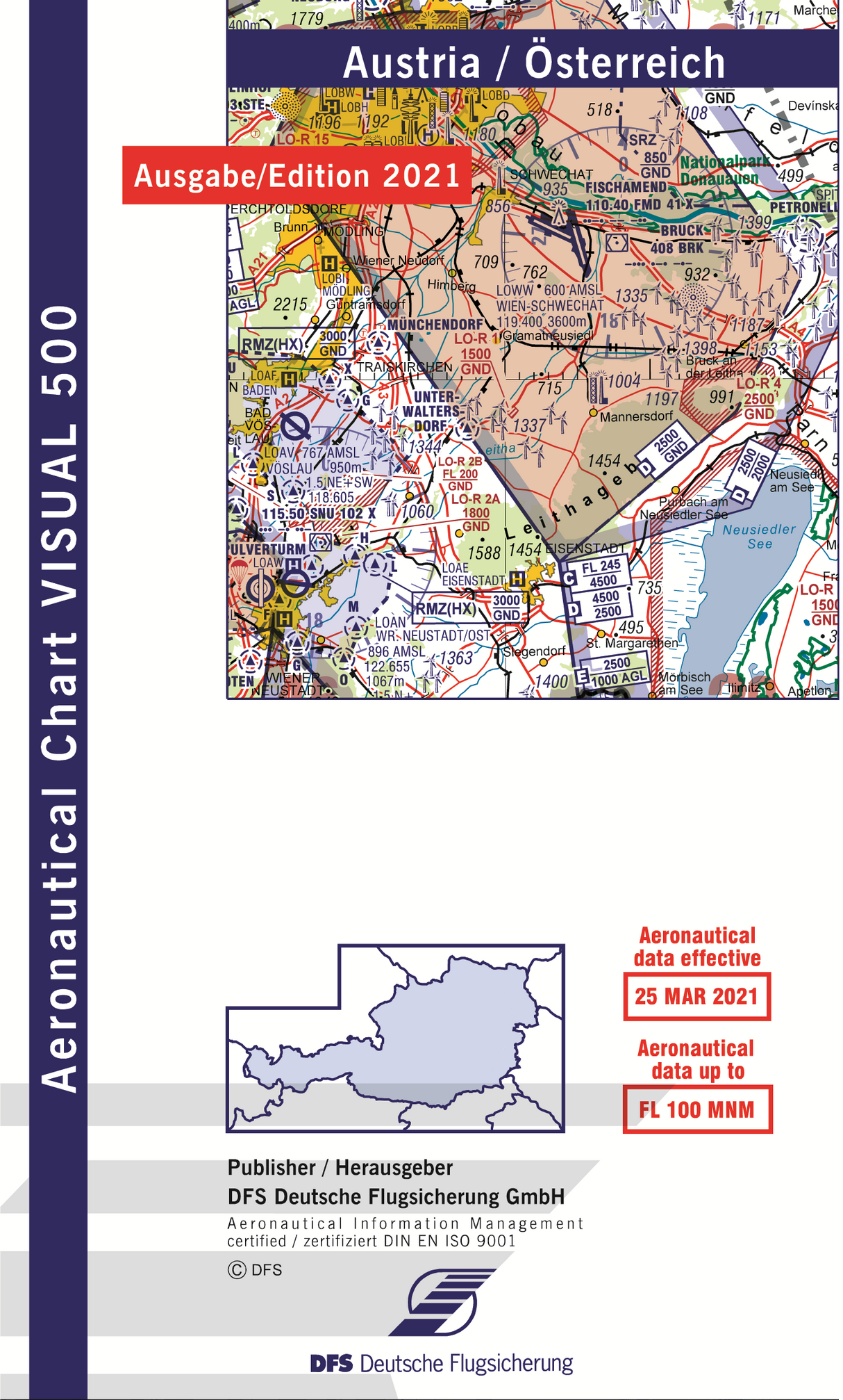 ICAO VFR Flugkarte Visual 500 Österreich Ausgabe 2024 Maßstab 1:500.000