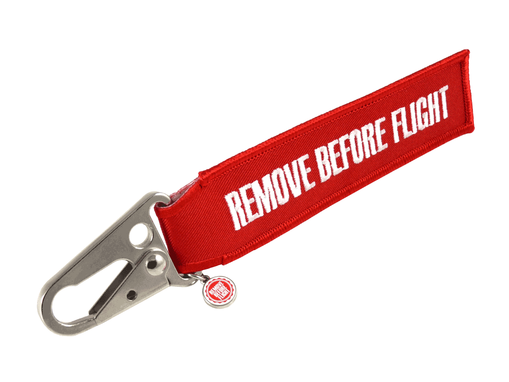 RBF-Originals Schlüsselanhänger "Remove Before Flight" mit Flugzeug-Karabiner 