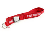 RBF-Originals Schlüsselhalsband (Lanyard) REMOVE BEFORE FLIGHT mit Mini-Seatbelt-Schnalle