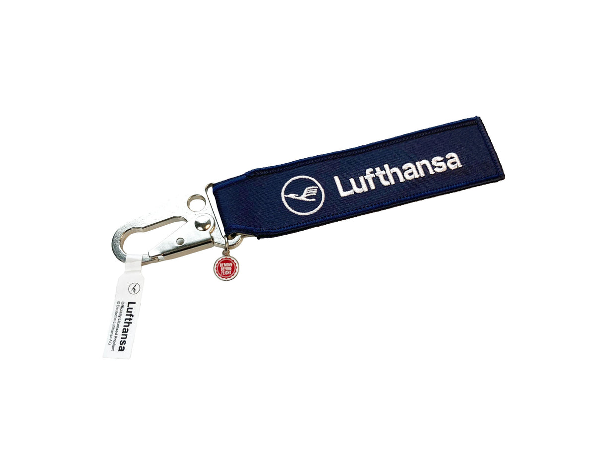 RBF Schlüsselanhänger "Lufthansa/Remove Before Flight" mit Flugzeug-Karabiner