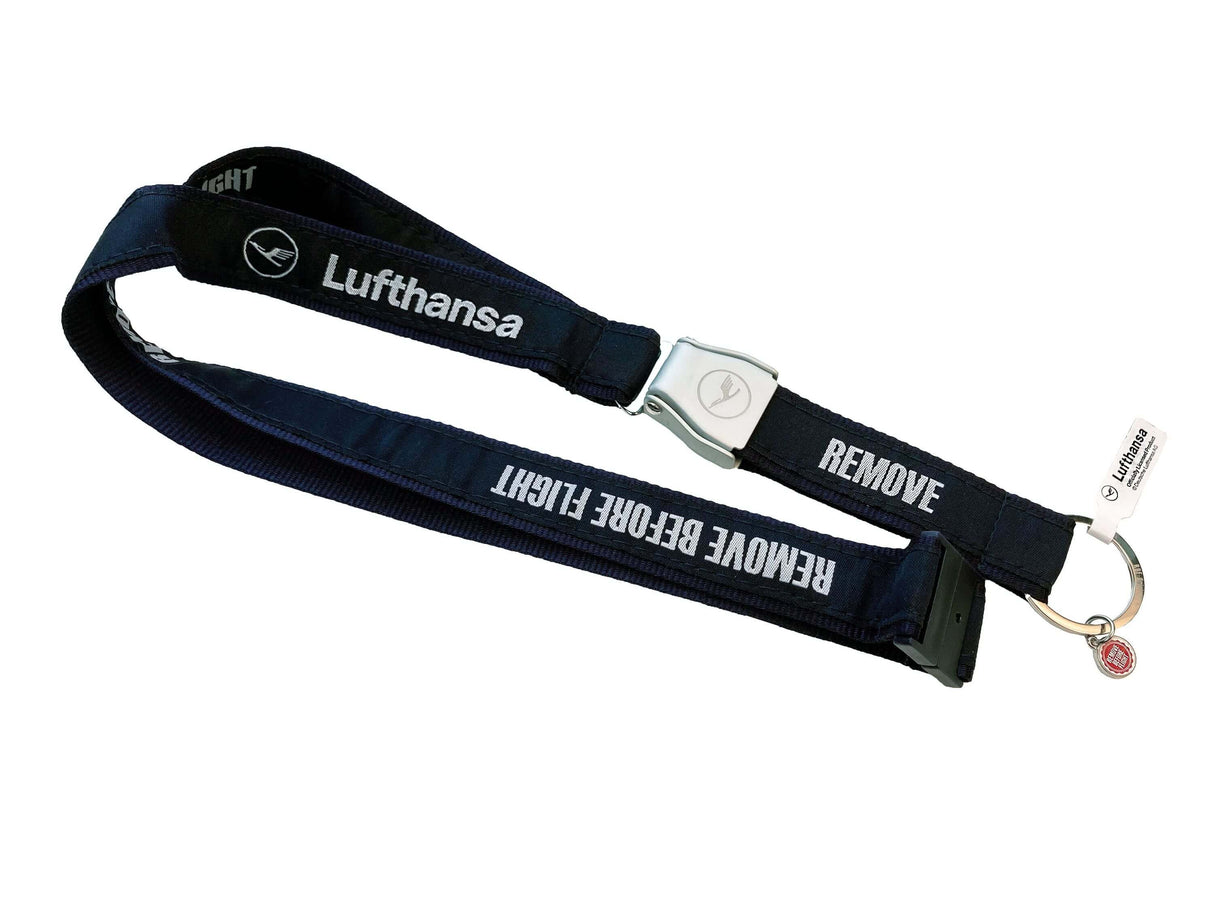 RBF Schlüsselband Lufthansa/Remove before Flight mit Mini-Seatbelt-Schnalle