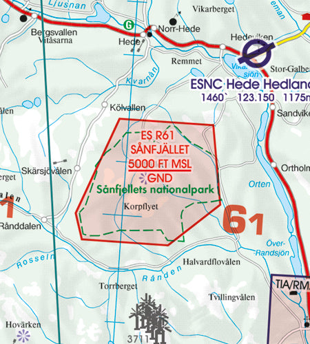 Rogers Data VFR Flugkarte  Schweden Zentrum Nord