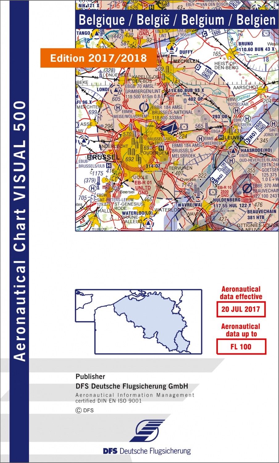 VFR Flugkarte - Visual 500 Belgien 2019 (1:500.000)