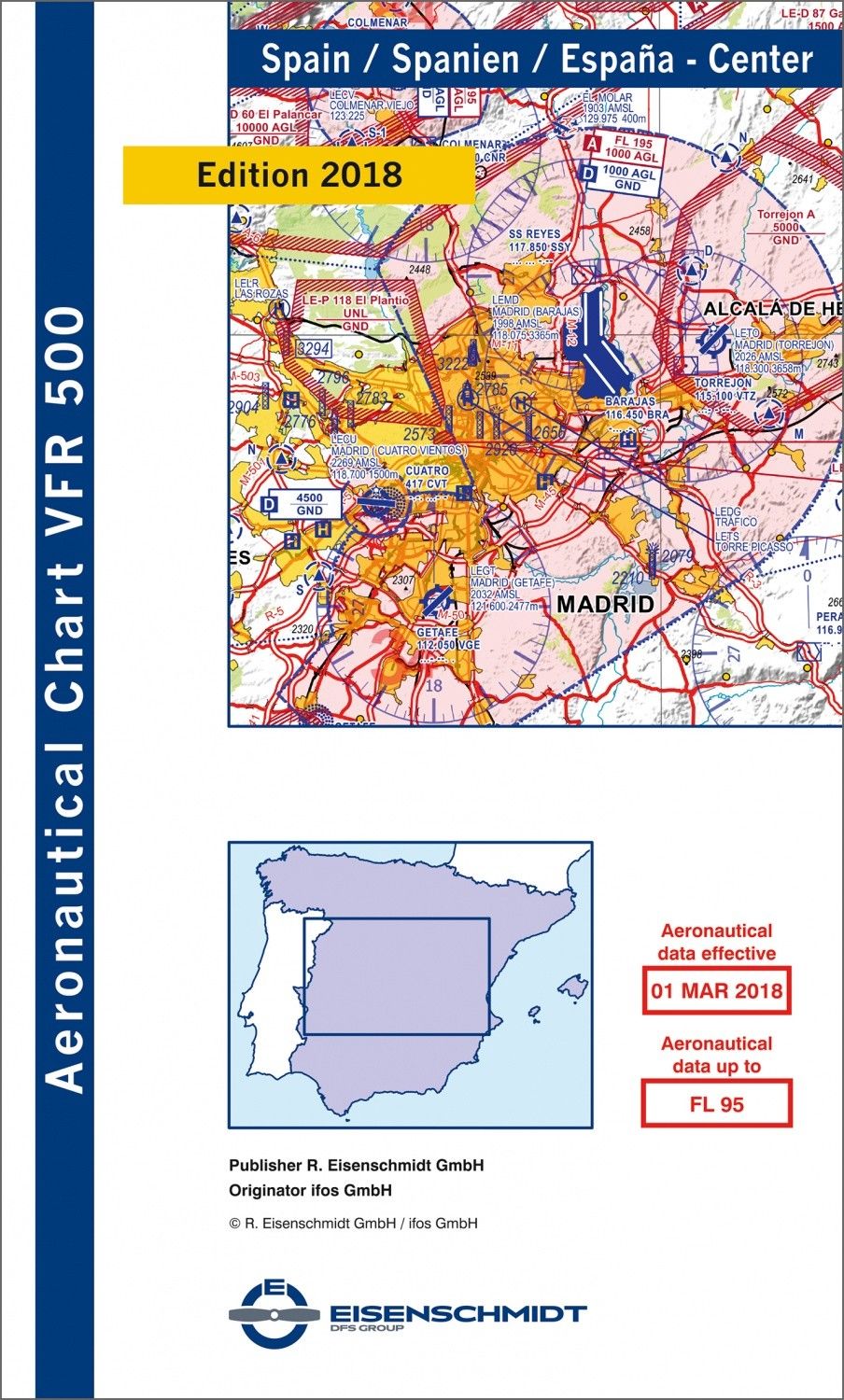 VFR Flugkarte 500 Spanien, Blatt Center Ausgabe 2019 Maßstab 1:500.000