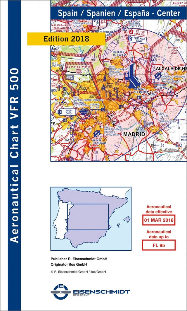 VFR Flugkarte 500 Spanien, Blatt Center Ausgabe 2019 Maßstab 1:500.000