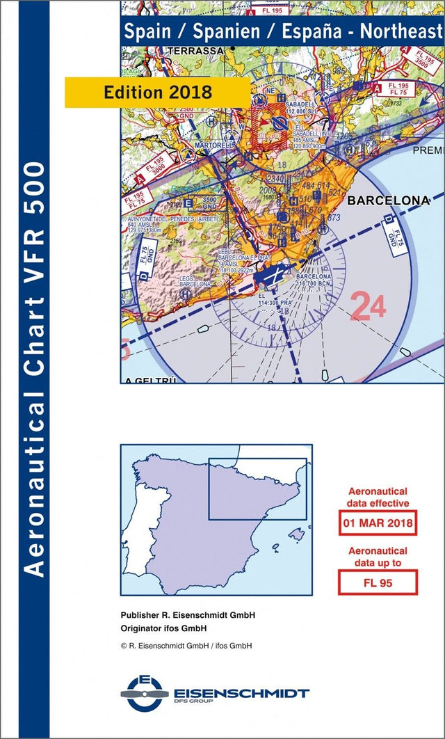 VFR Flugkarte 500 Spanien, Blatt Nordost Ausgabe 2019 Maßstab 1:500.000