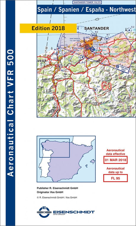 VFR Flugkarte 500 Spanien, Blatt Nordwest Ausgabe 2019 Maßstab 1:500.000