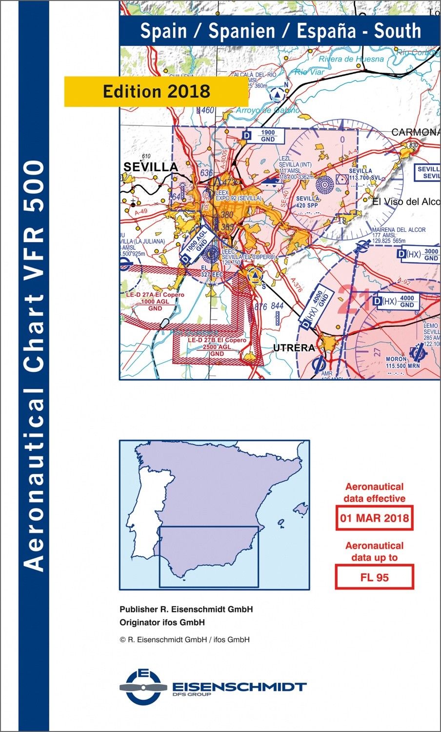 VFR Flugkarte 500 Spanien Blatt Süd Ausgabe 2019 Maßstab 1:500.000