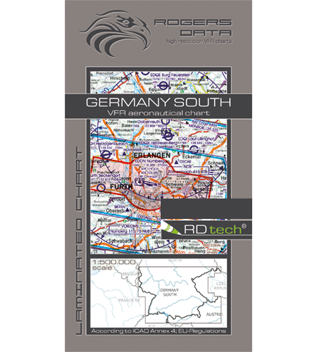Rogers Data VFR Flugkarte Deutschland Süd 1:500.000, laminiert