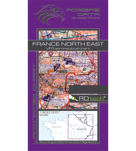 Rogers Data - VFR Flugkarte Frankreich Nord Ost 1:500.000, laminiert