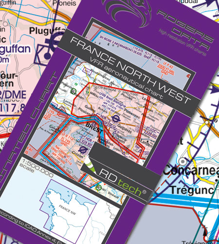 Rogers Data VFR Flugkarte Frankreich Nord West 1:500.000, laminiert