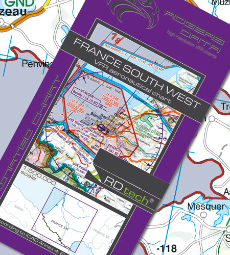 Rogers Data - VFR Flugkarte Frankreich Süd West 1:500.000, laminiert