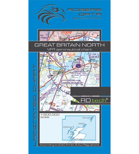 Rogers Data - VFR Flugkarte Großbritannien Nord 1:500.000, laminiert