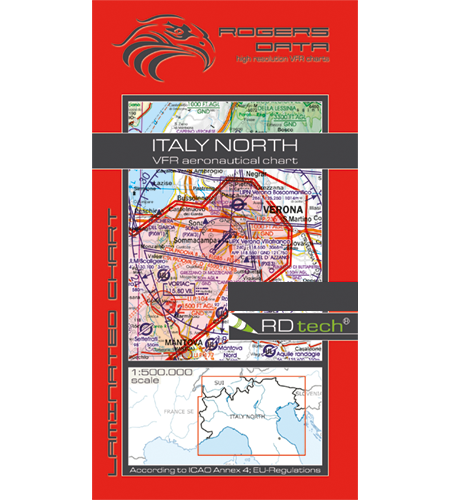 Rogers Data VFR Flugkarte Italien Nord 1:500.000, laminiert