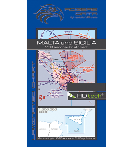 Rogers Data VFR Flugkarte Malta & Sizilien 1:500.000, laminiert