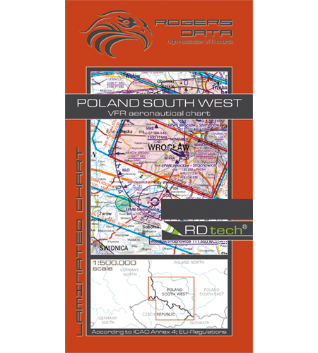 Rogers Data VFR Flugkarte Polen Süd West 1:500.000, laminiert