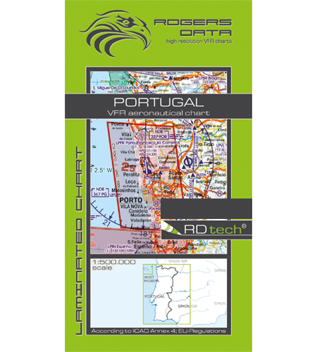 Rogers Data VFR Flugkarte Portugal 1:500.000, laminiert