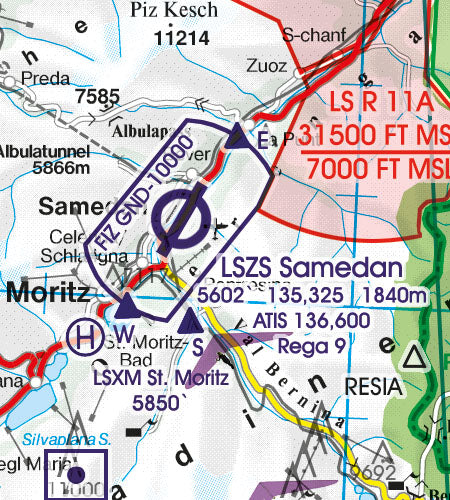 Rogers Data VFR Flugkarte Schweiz 1:500.000, laminiert