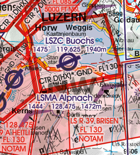 Rogers Data VFR Flugkarte Schweiz 1:500.000, laminiert