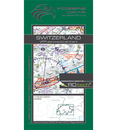 Rogers Data VFR Flugkarte Schweiz 1:500.000, laminiert