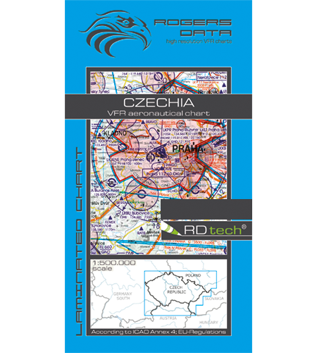Rogers Data VFR Flugkarte Tschechien 1:500.000, laminiert