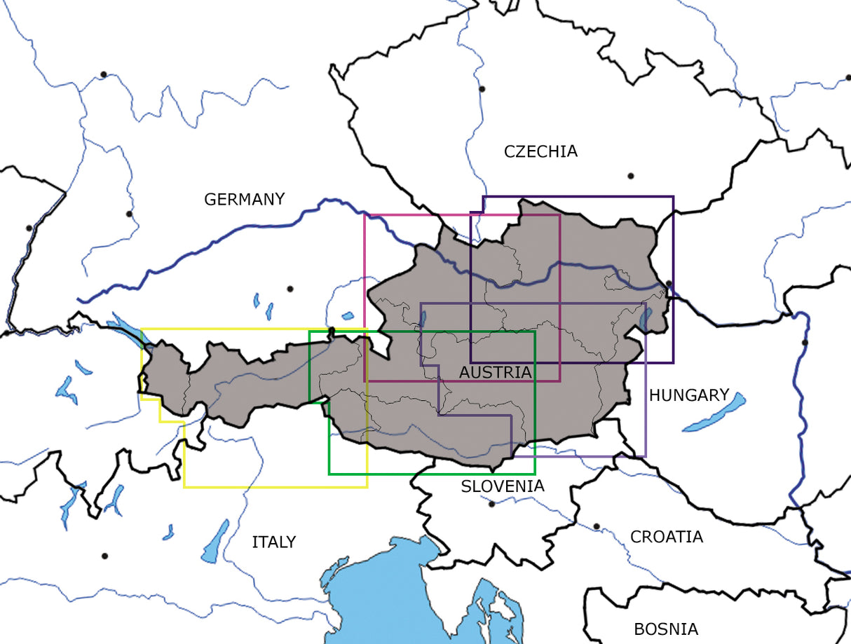 VFR Flugkarten Österreich 5er Set 1:200.000, laminiert