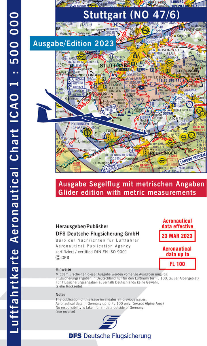 ICAO Segelflugkarte Deutschland, Blatt Stuttgart