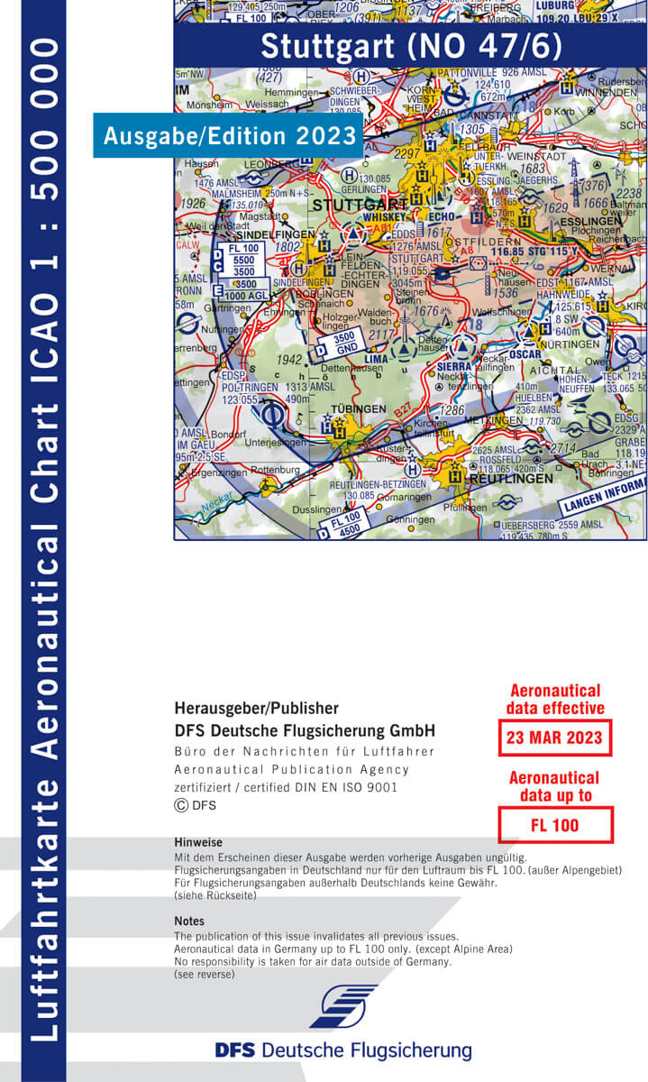 ICAO Flugkarte Deutschland Blatt Stuttgart