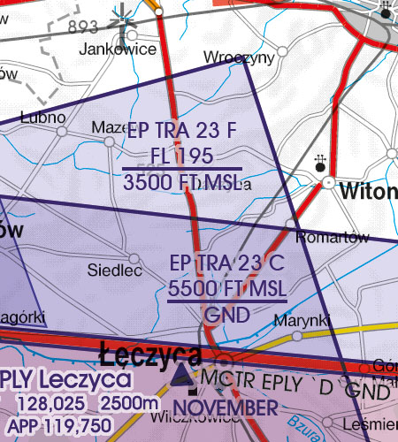VFR Flugkarte Polen Süd Ost 1:500.000 von Rogers Data laminiert