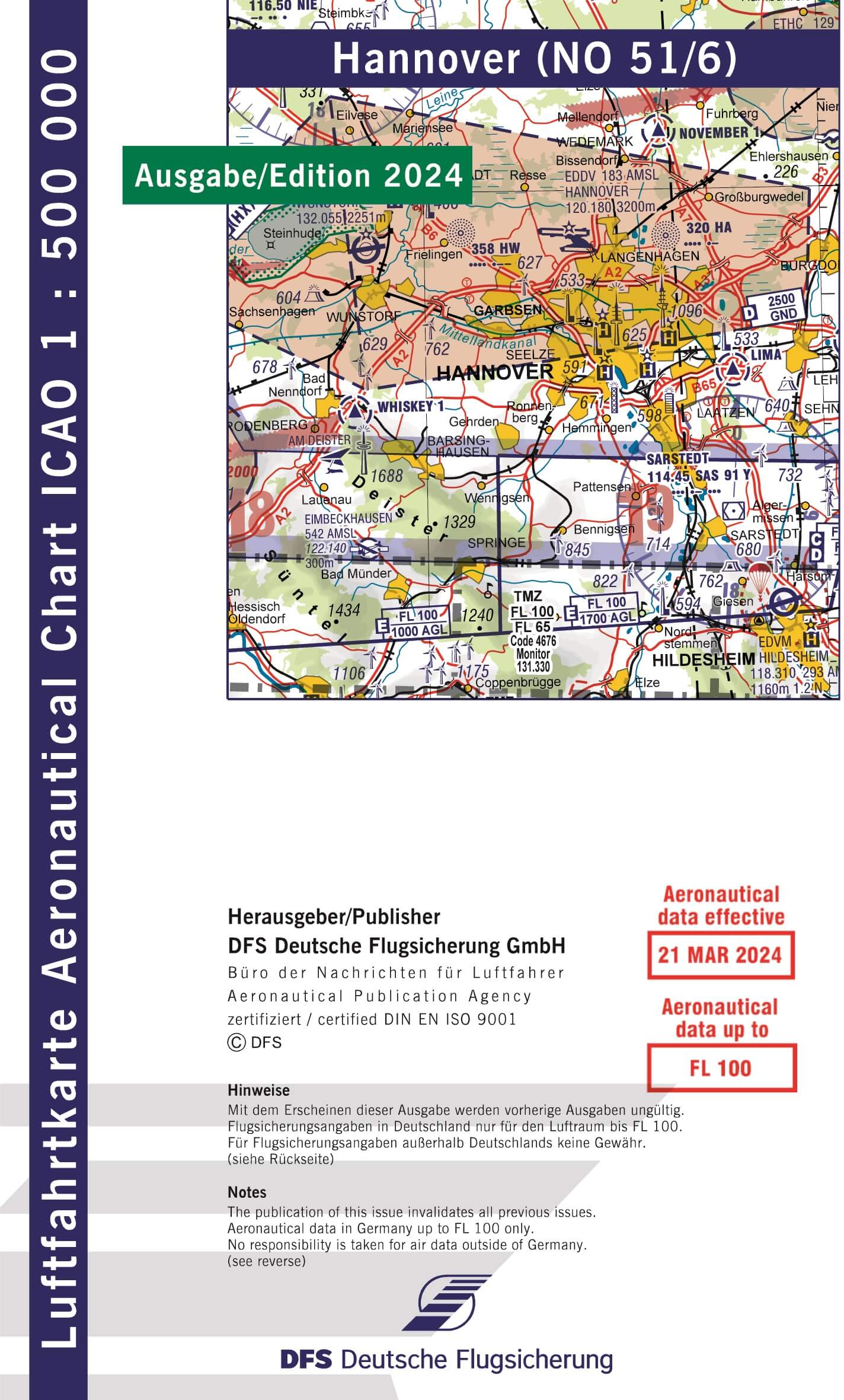 ICAO Flugkarte Deutschland 2024, Blatt Hannover