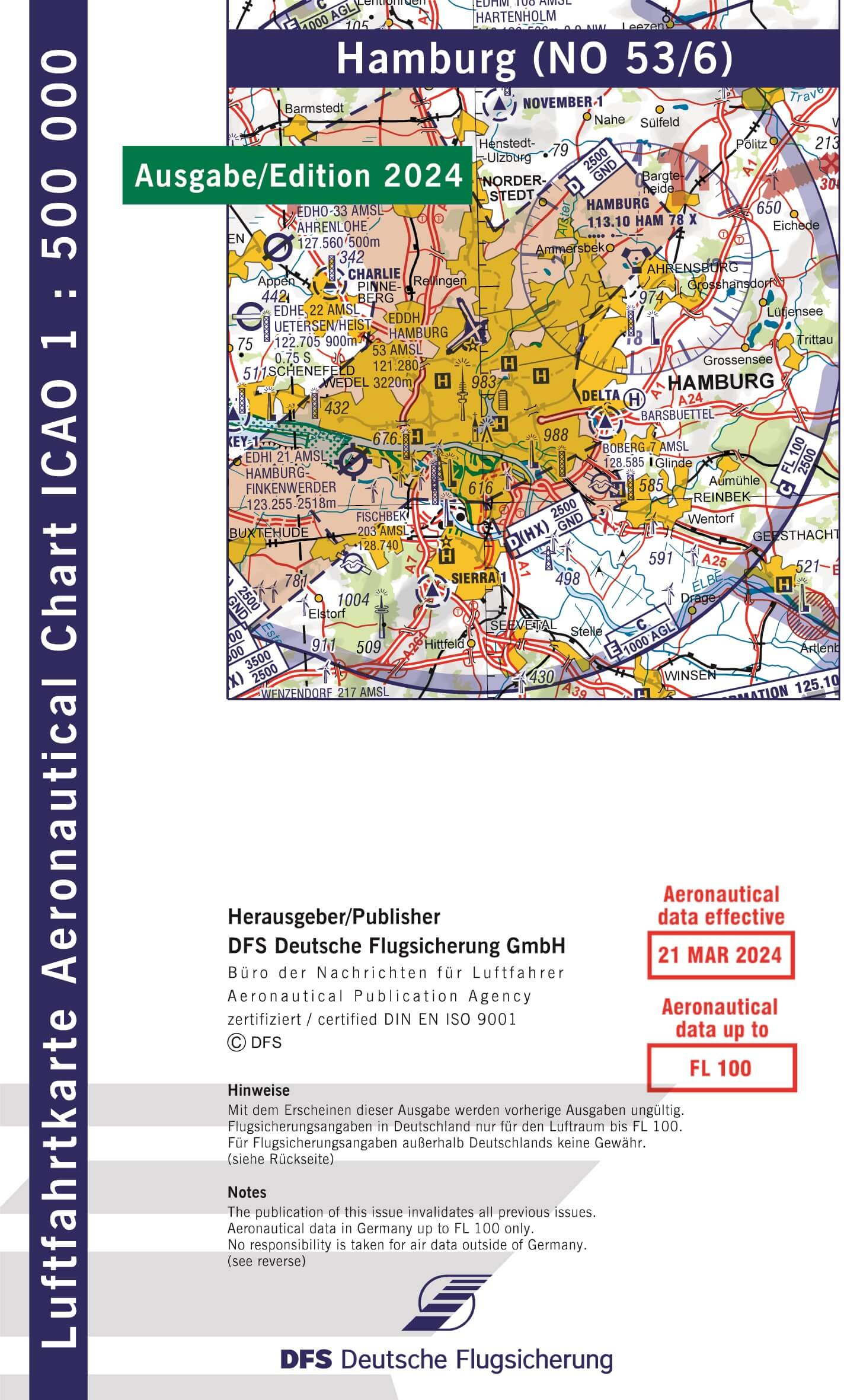 ICAO Flugkarte Deutschland 2024, Blatt Hamburg
