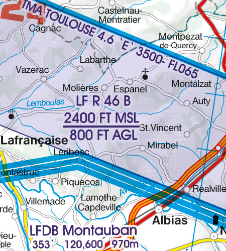 VFR Flugkarte Frankreich Nord Ost 1:500.000 von Rogers Data laminiert
