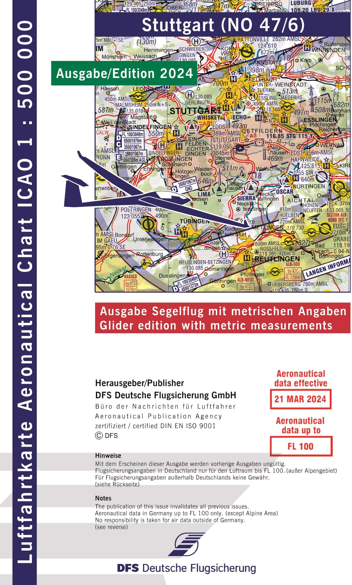 ICAO Segelflugkarte Deutschland 2024, Stuttgart
