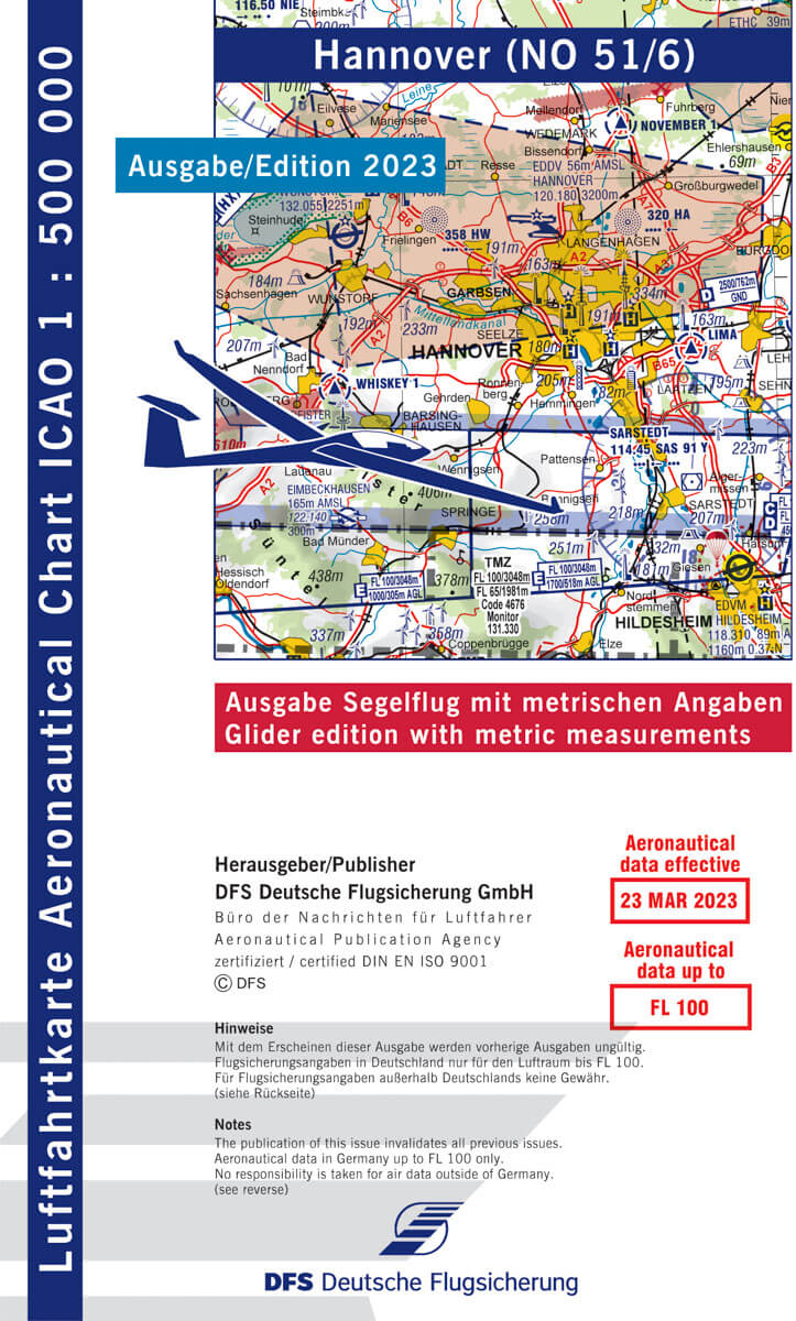 ICAO Segelflugkarte Deutschland Blatt Hannover