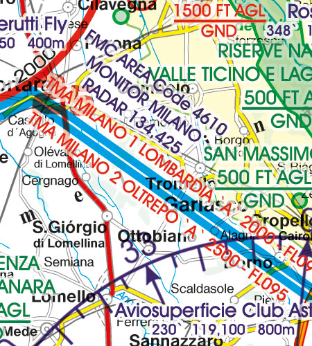 VFR Flugkarte Italien Süd 1:500.000 von Rogers Data laminiert